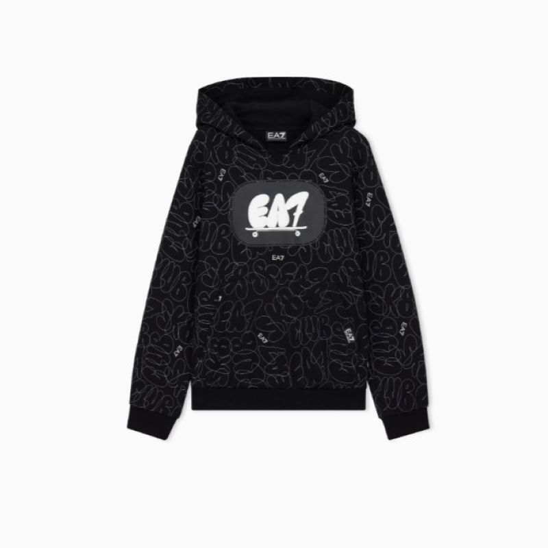 Hanorac EA7 LOGO SERIES BOY HOODIE RN SKATE LOGO BR Unisex Copii