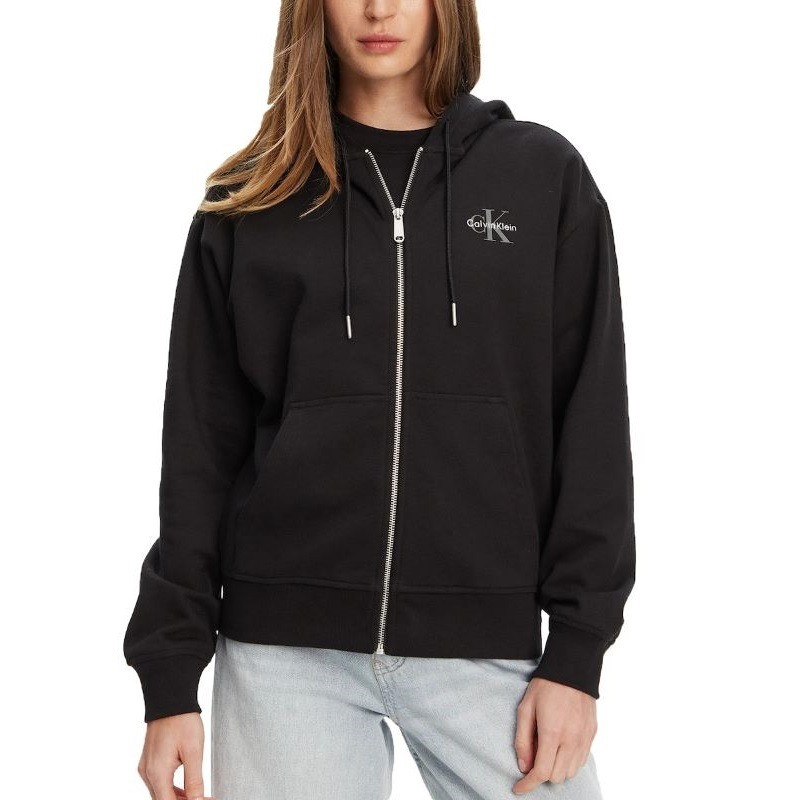Bluza cu fermoar Calvin Klein MONOLOGO FRENCH TERRY FZBF HOOD Femei