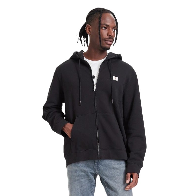 Bluza cu fermoar Calvin Klein CL LS 350TERRY WVN LBL FZ HOODIE Barbati